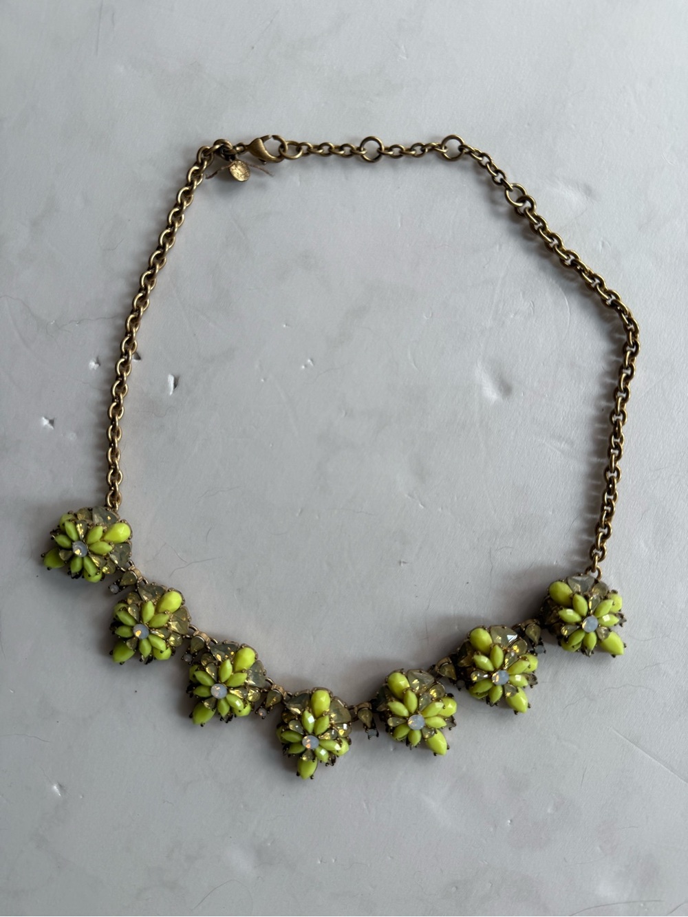 Jcrew Floral Cluster Statement Necklace in Lime Green